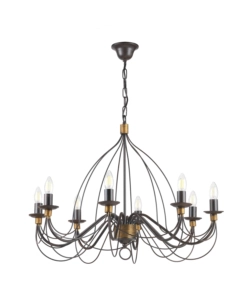 LAMPADARIO A 8 LUCI "FIAMMA" MARRONE, E14